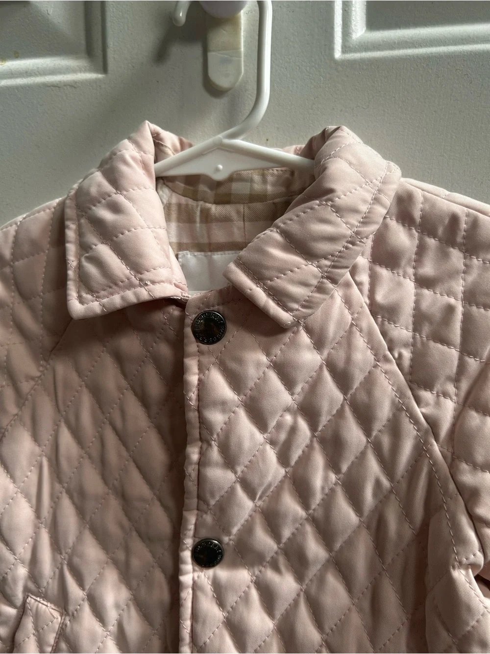 Burberry baby Girls' Quilted Light Pink Jacket - Classic Button Front Sz 18 M